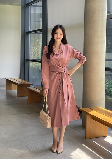 Mazel Collar Shirt Wrap One Piece